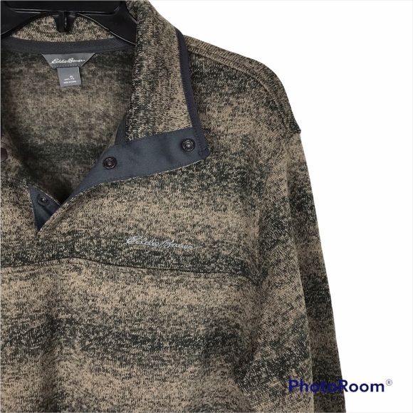 Eddie Bauer Taupe Tan Black Fleece Pullover - Picture 3 of 11